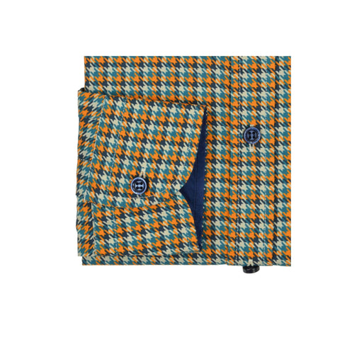 Harmont & Blaine Camicia casual Camicia Uomo con fantasia pied de poule Blu arancio - Francavilla Moda